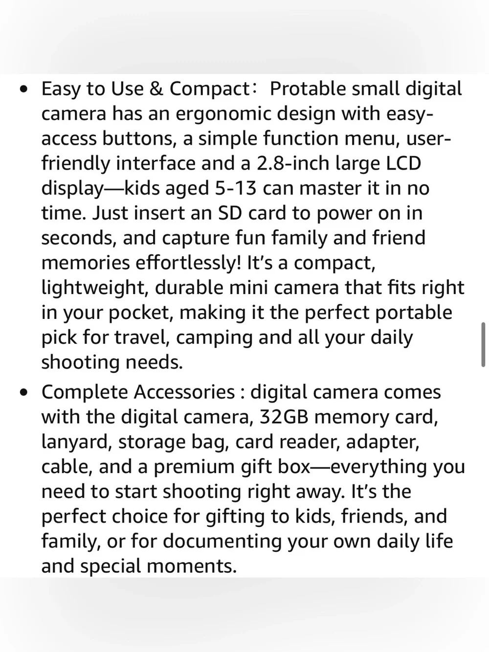 Digital Camera 4K for Kids-48MP Autofocus Vlogging Camera with 32GB Card